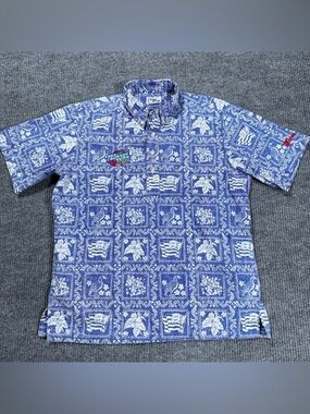 Vintage Reyn Spooner 1999 NFL Pro Bowl Hawaiian Popover Shirt Size Large Blue